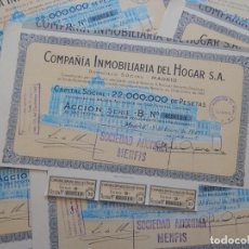 Coleccionismo Acciones Españolas: 12 ACCIONES DE 1947 - COMPAÑÍA INMOBILIARIA DEL HOGAR / LOTE MUY COMERCIAL. Lote 341942633