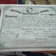 Collezionismo Azioni Spagnole: ACCION SOCIEDAD ELECTRICISTA EUREKA MADRID 1885. Lote 344253698