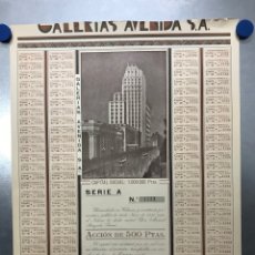 Coleccionismo Acciones Españolas: ACCION GALERIAS AVENIDA, S.A., VALENCIA - AÑO 1930 - 500 PTAS