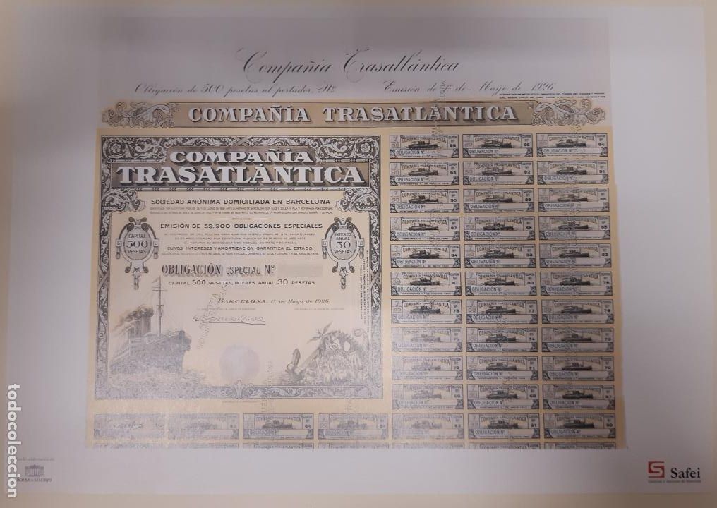 Colecionismo A&ccedil;&otilde;es Espanholas: ACCI&Oacute;N, COMPA&Ntilde;IA TRASATLANTICA , FACS&Iacute;MIL-REPRODUCCI&Oacute;N, 23X33