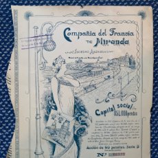 Coleccionismo Acciones Españolas: ACCIÓN COMPAÑIA DEL TRANVÍA DE MIRANDA DE SANTANDER. 1912.