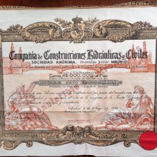 Coleccionismo Acciones Españolas: COMPAÑÍA DE CONSTRUCCIONES HIDRÁULICAS Y CIVILES. MADRID 1954. PUENTE SAN TELMO,