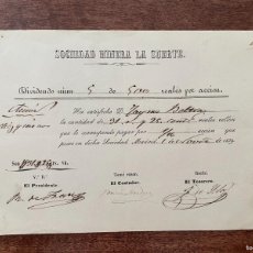 Coleccionismo Acciones Españolas: DIVIDENDO ACCIÓN SOCIEDAD MINERA LA SUERTE. 500 REALES DE VELLÓN. AÑO 1869
