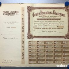 Coleccionismo Acciones Españolas: ACCION CENTRO LEVANTINO DE REASEGUROS, S.A., VALENCIA - AÑO 1942 - 1000 PTAS