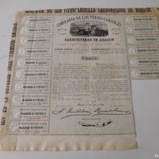 Coleccionismo Acciones Españolas: ACCIÓN COMPAÑÍA DE LOS FERROCARRILES CARBONÍFEROS DE ARAGON AÑO 1871