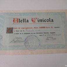 Coleccionismo Acciones Españolas: ACCIÓN ALELLA VINÍCOLA AÑO 1950