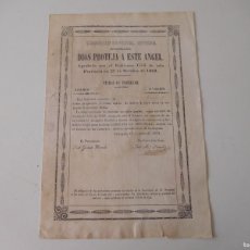 Coleccionismo Acciones Españolas: ACCIÓN SOCIEDAD MINERA DIOS PROTEJA A ESTE ÁNGEL CARTAGENA AÑO 1872