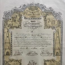 Coleccionismo Acciones Españolas: ACCIÓN MINERA LOS BUENOS AMIGOS. MINA LA ENCARNACIÓN, HIENDELANCINA. YENDELAENCINA. GUADALAJARA 1846