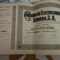 Coleccionismo Acciones Españolas: ANTIGUA ACCIÓN COMPAÑÍA DE ELECTRICIDAD DEL CONDADO,S.A., SEVILLA,1921