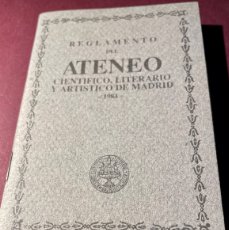 Coleccionismo Acciones Españolas: REGLAMENTO ATENEO CIENTÍFICO Y LIT. MADRID, 2984. NUEVO.