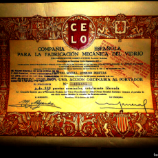 Collezionismo Azioni Spagnole: COMPAÑÍA ESPAÑOLA PARA LA FABRICACIÓN MECÁNICA DEL VIDRIO, CELO .BARCELONA 1965 ,ACCIÓN