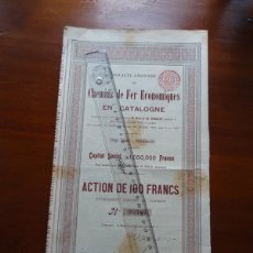 Coleccionismo Acciones Españolas: CHEMIN DE FER ECONOMIQUES CATALOGNE, 1905, ACTION 100 FRANCS