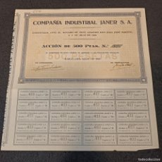 Coleccionismo Acciones Españolas: ANTIGUA ACCIÓN - COMPAÑÍA INDUSTRIAL JANER S.A. - BARCELONA 1929 - PIEZA DE COLECCION / 59