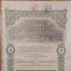 Coleccionismo Acciones Españolas: MINAS DE WOLFRAMIO DE BALBORRAZ (ORENSE) 1922
