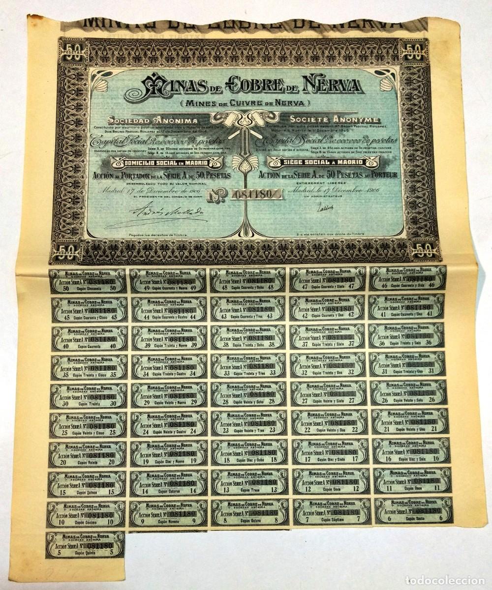 Coleccionismo acciones espa&ntilde;olas: Minas de Cobre de Nerva