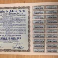 Coleccionismo Acciones Españolas: TITULO DE 10 ACCIONES COMBUSTIBLES DE FABERO. MADRID, 20 DE MAYO DE 1977