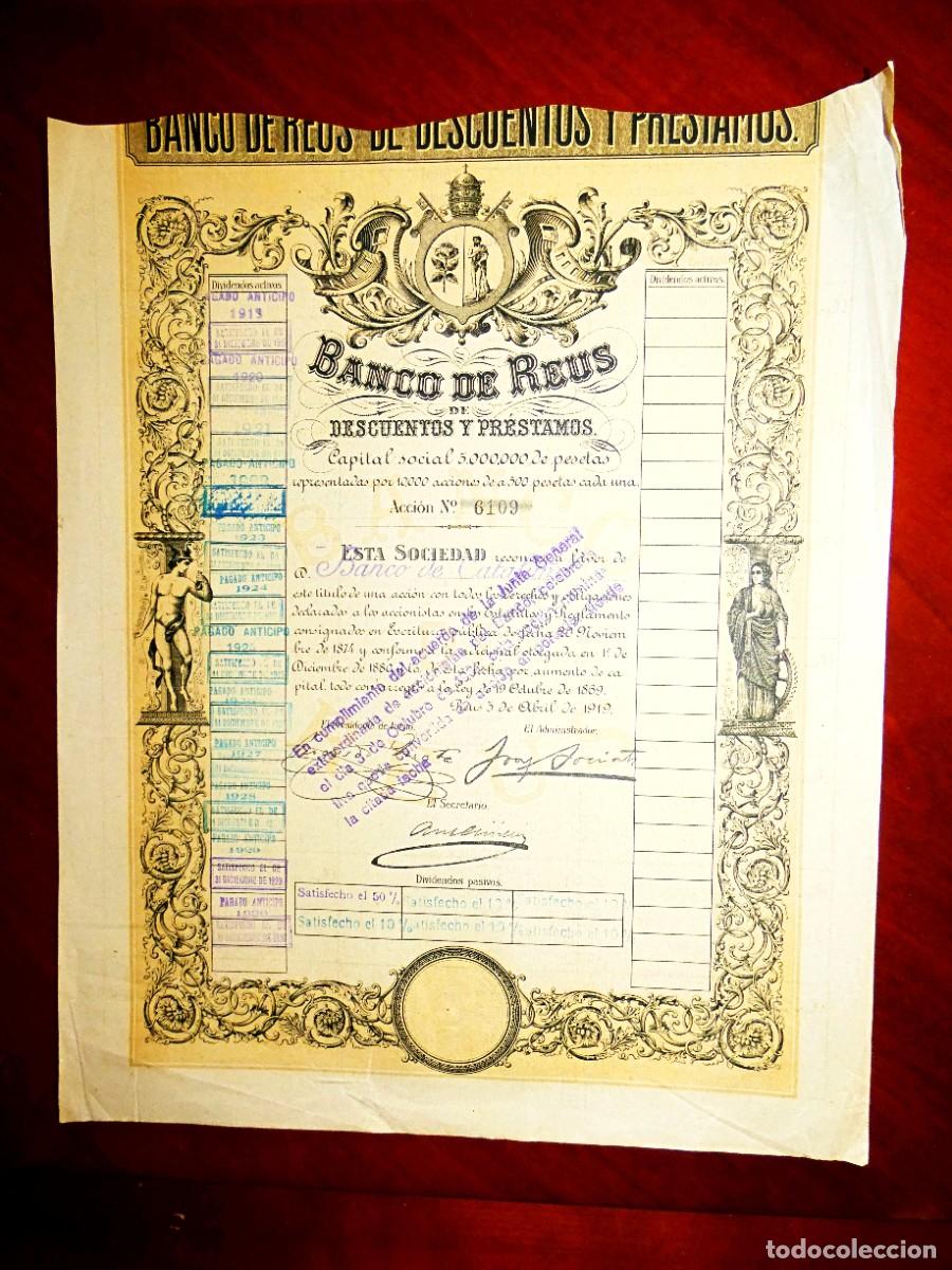 Collectionnisme Actions Espagne: Banco de Reus ,acci&oacute;n 1919