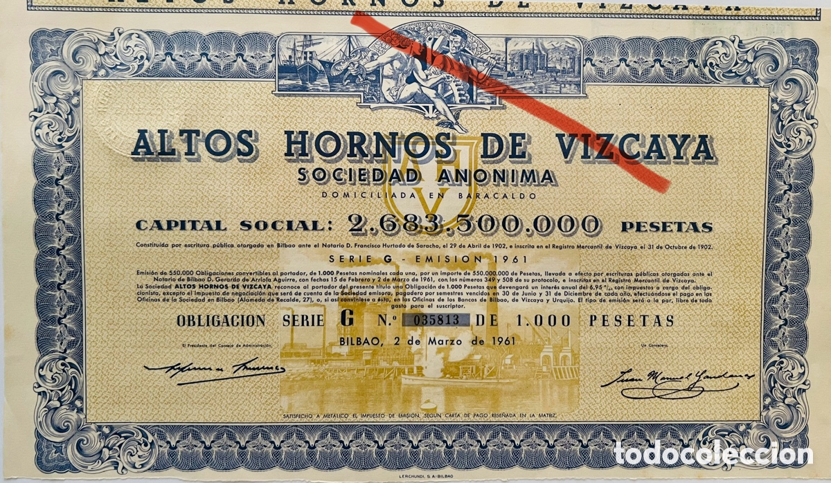 Collectionnisme Actions Espagne: ACCI&Oacute;N ALTOS HORNOS DE VIZCAYA. Bilbao 1961