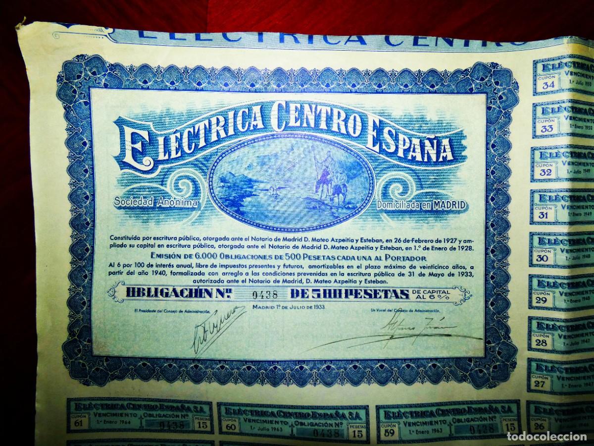 Collectionnisme Actions Espagne: Electrica Centro Espa&ntilde;a,SA Obligaci&oacute;n Madrid 1933