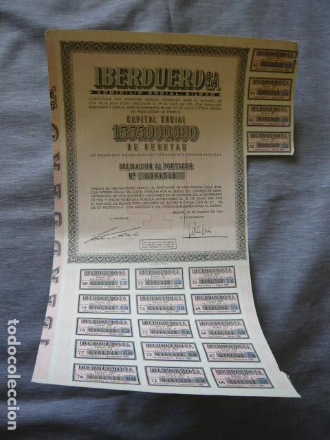Coleccionismo Acciones Espa&ntilde;olas: IBERDUERO S.A. ACCION 1954