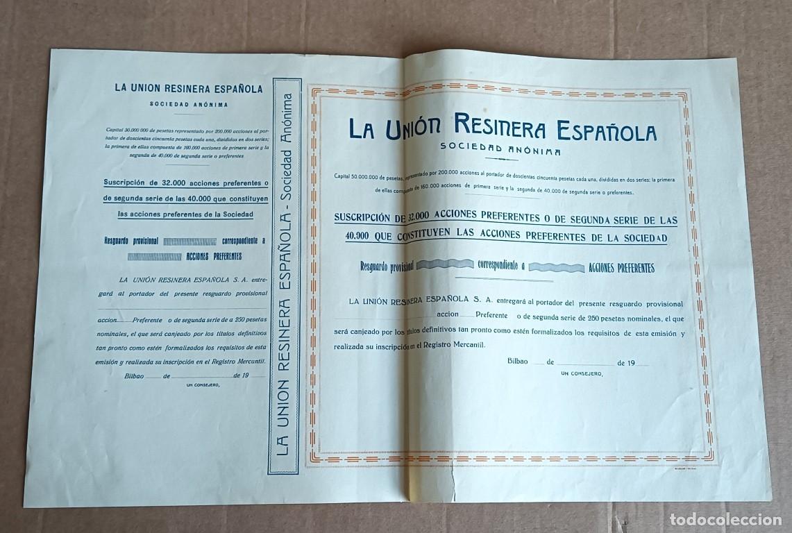 Coleccionismo Acciones Espa&ntilde;olas: Acci&oacute;n LA UNION RESINERA ESPA&Ntilde;OLA - Bilbao 19 &hellip;