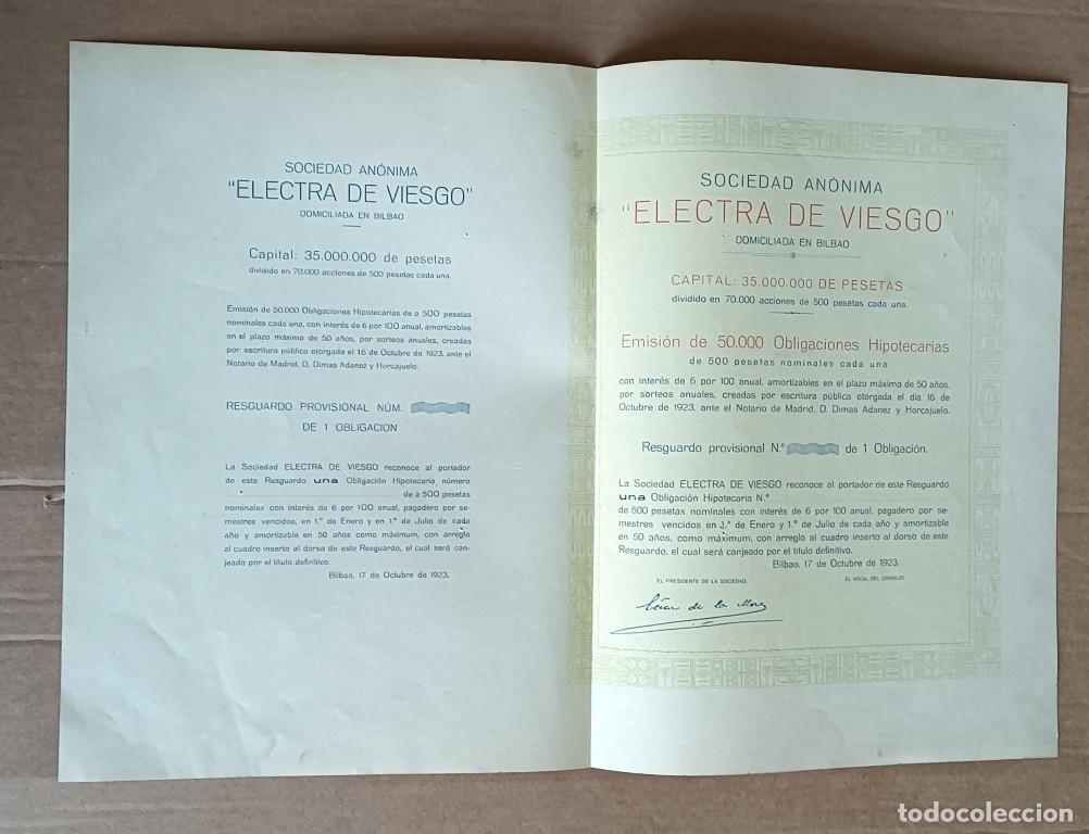 Coleccionismo Acciones Espa&ntilde;olas: Acci&oacute;n ELECTRA DE VIESGO - Bilbao 1913