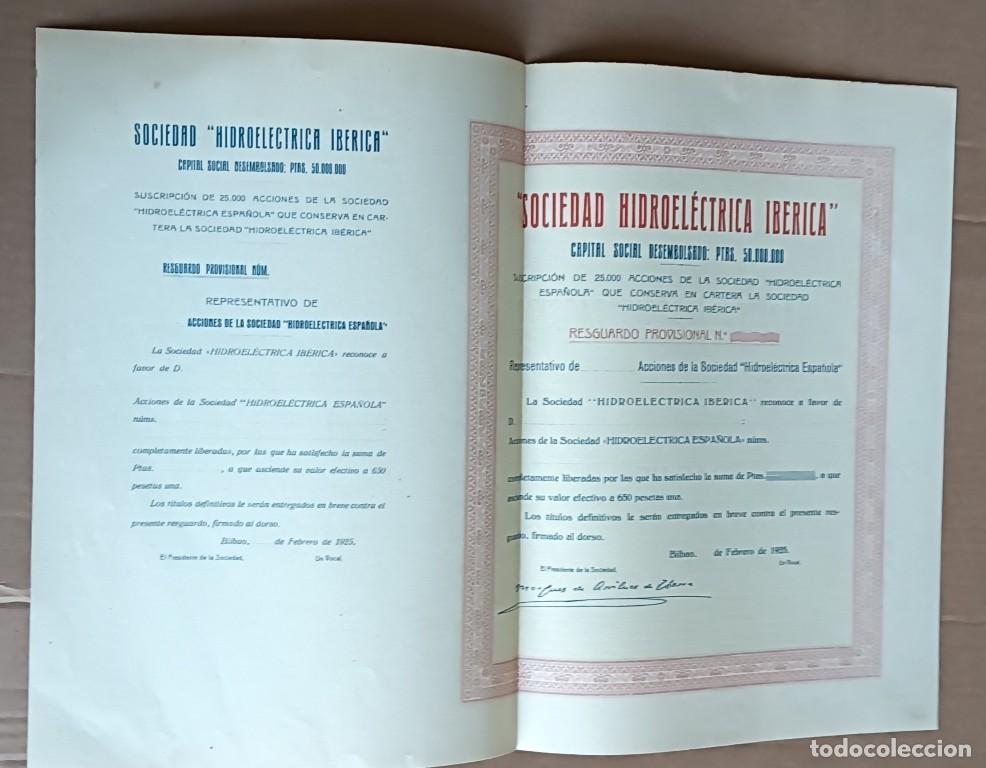 Coleccionismo Acciones Espa&ntilde;olas: Acci&oacute;n SOCIEDAD HIDROELECTRICA IBERICA - Bilbao 1925