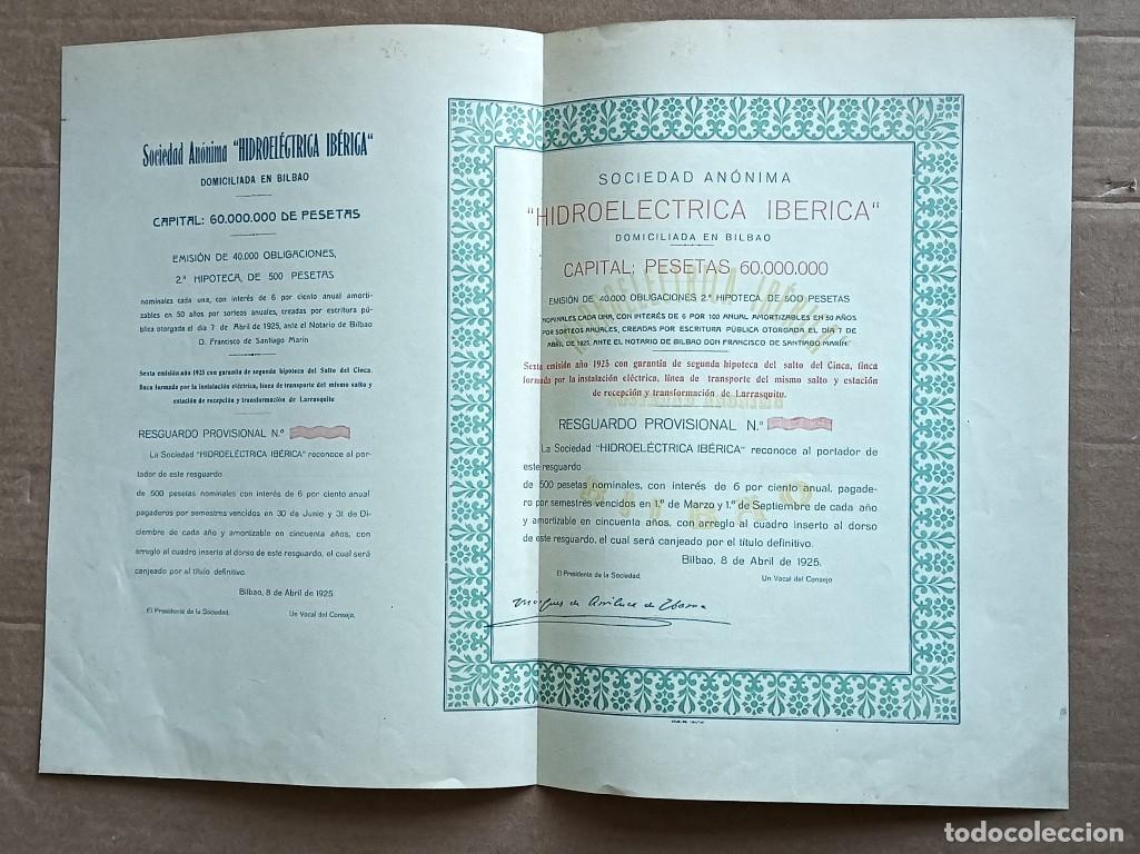 Coleccionismo Acciones Espa&ntilde;olas: Acci&oacute;n SOCIEDAD HIDROELECTRICA IBERICA - Bilbao 1925
