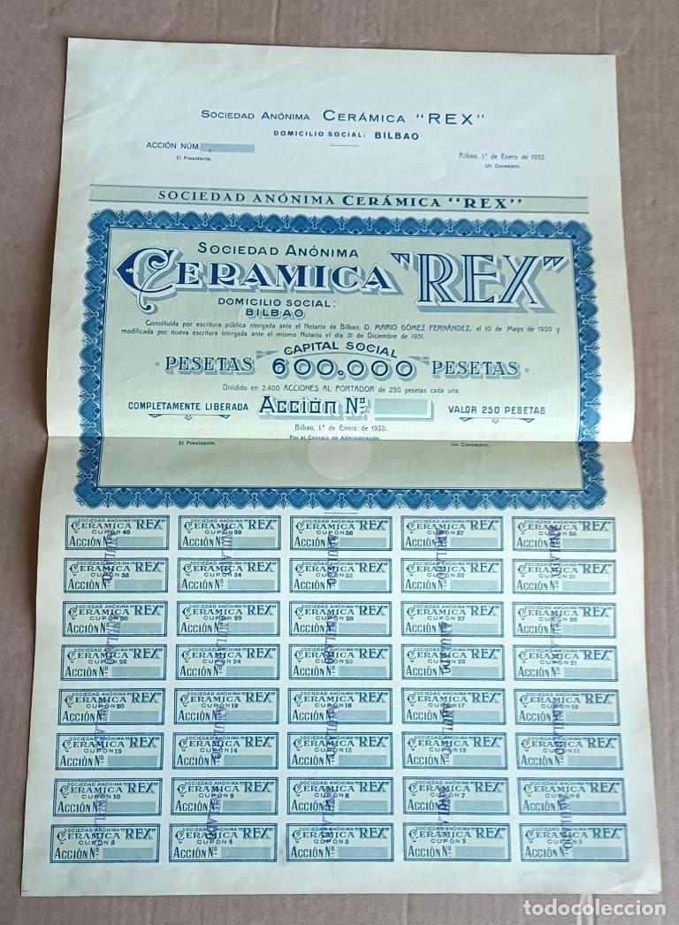 Coleccionismo Acciones Espa&ntilde;olas: Acci&oacute;n CERAMICA REX - Bilbao 1932