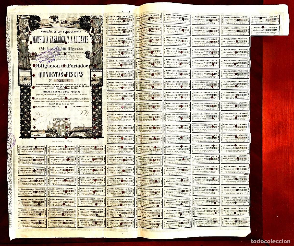 Collectionnisme Actions Espagne: Compa&ntilde;&iacute;a Ferrocarriles de Madrid Zaragoza Alicante Oblicaci&oacute;n 1899 cancelada