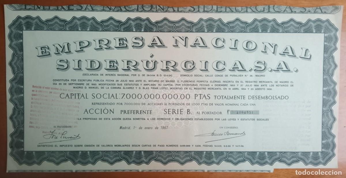 Coleccionismo Acciones Espa&ntilde;olas: Empresa Nacional Sider&uacute;rgica ENSIDESA. 1974