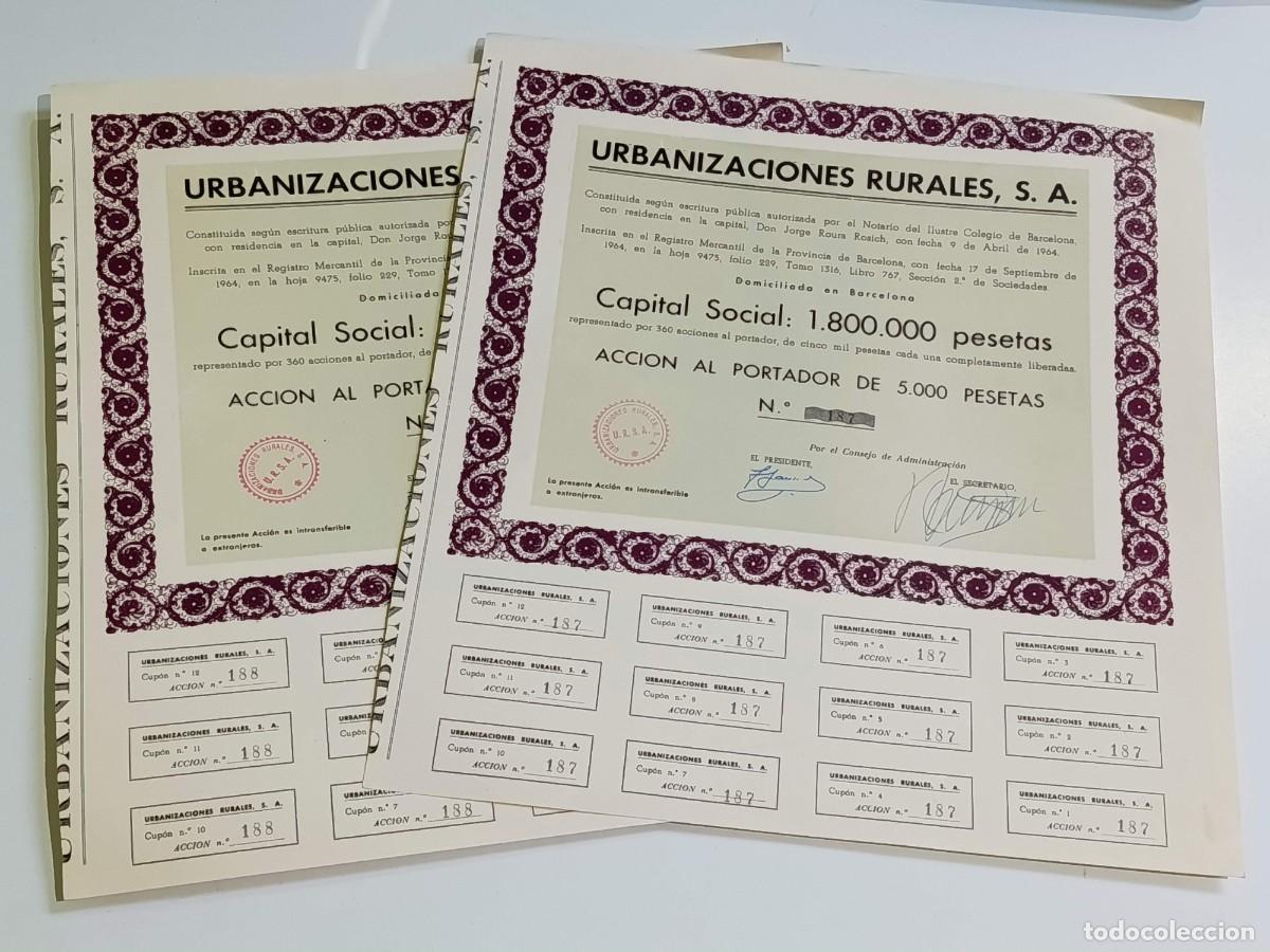 Coleccionismo Acciones Espa&ntilde;olas: Lote de 2 Acciones Urbanizaciones rurales