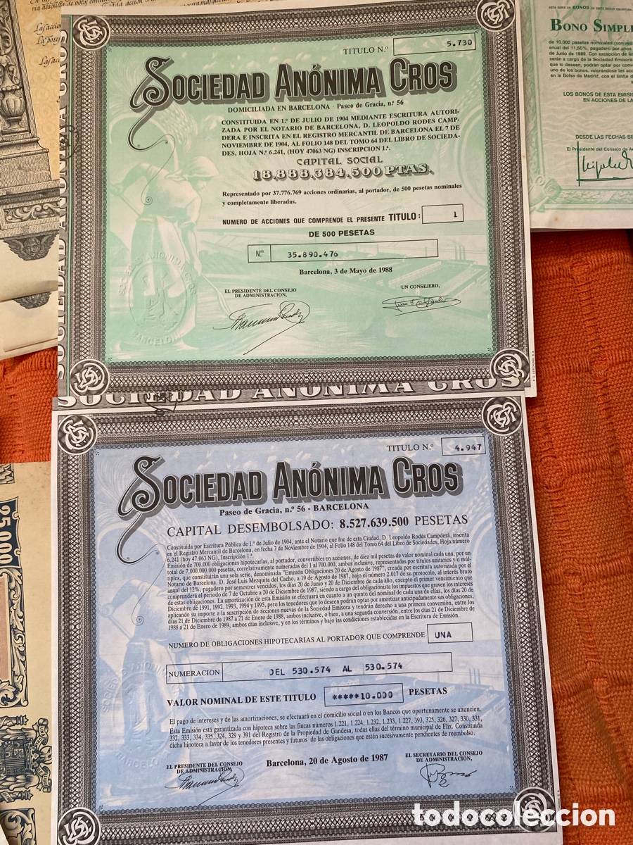 Collectables Spanish Shares: acci&oacute;n espa&ntilde;ola, sociedad an&oacute;nima Cross