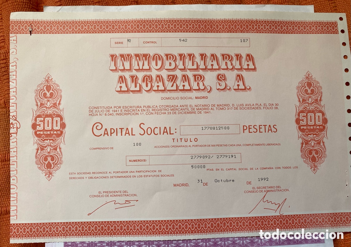 Coleccionismo acciones espa&ntilde;olas: acciones espa&ntilde;olas inmobiliarias