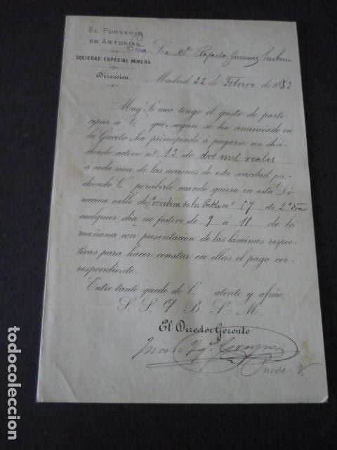 Collectables Spanish Shares: SOCIEDAD MINERA EL PORVENIR DE ASTURIAS MINAS MIERES Y LENA DOCUMENTO PAGO ACCIONES 1853