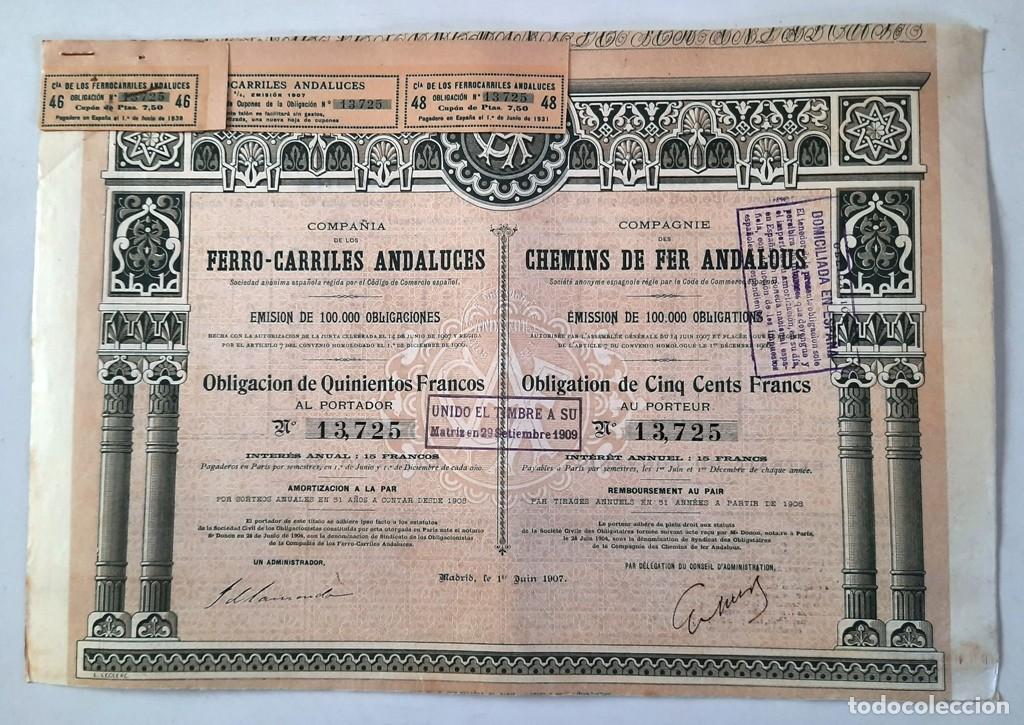 Coleccionismo acciones espa&ntilde;olas: Compa&ntilde;&iacute;a de los Ferro-Carriles Andaluces