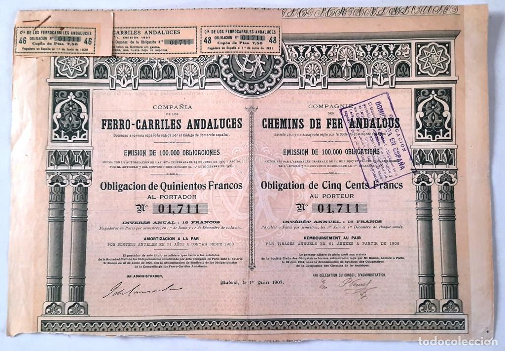 Coleccionismo acciones espa&ntilde;olas: Compa&ntilde;&iacute;a de los Ferro-Carriles Andaluces