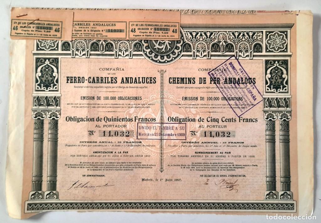 Coleccionismo acciones espa&ntilde;olas: Compa&ntilde;&iacute;a de los Ferro-Carriles Andaluces