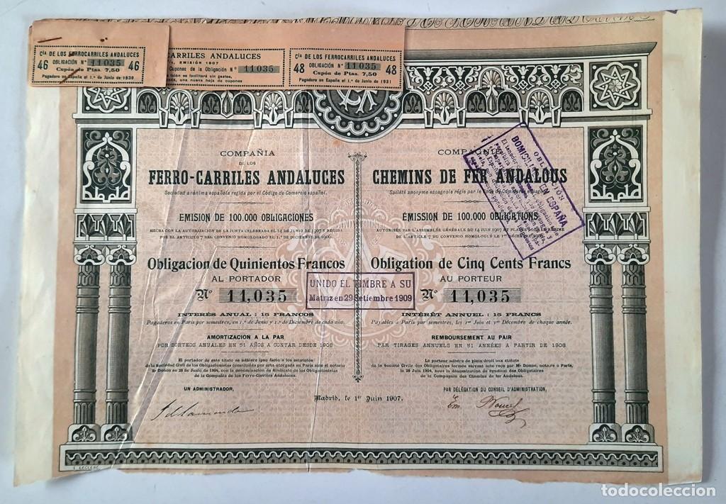 Coleccionismo acciones espa&ntilde;olas: Compa&ntilde;&iacute;a de los Ferro-Carriles Andaluces