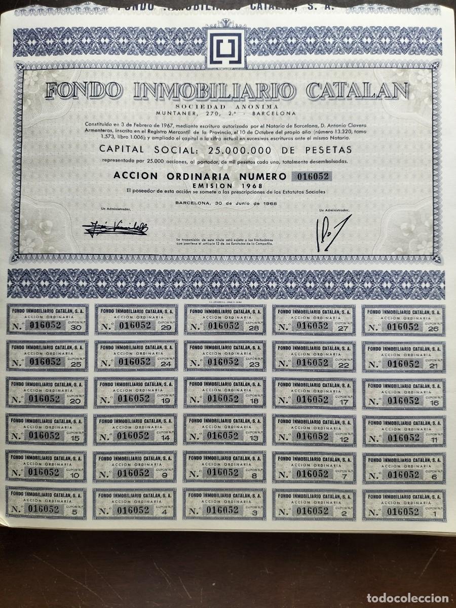 Coleccionismo acciones espa&ntilde;olas: ACCI&Oacute;N FONDO INMOBILIARIO CATAL&Aacute;N. BARCELONA 1968