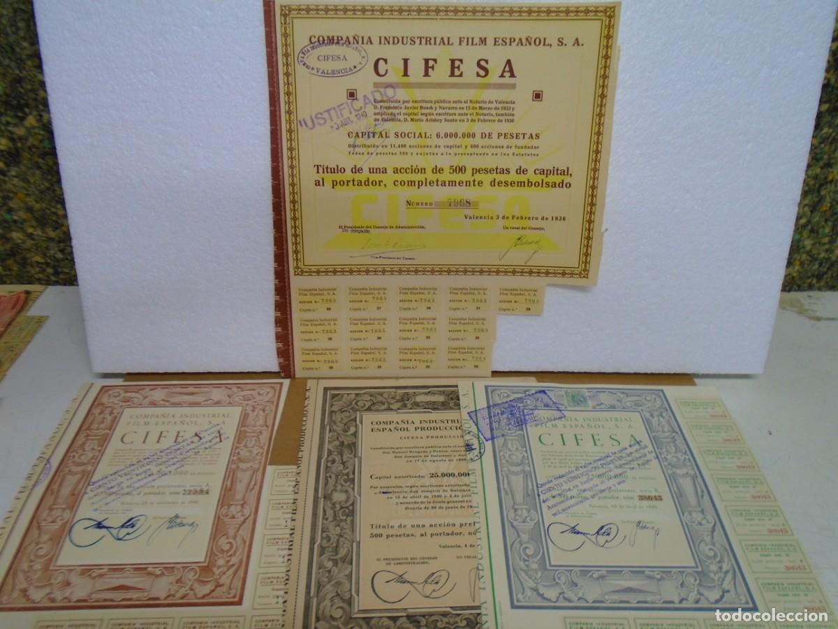 Collezionismo Azioni Spagnole: COMPA&Ntilde;IA INDUSTRIAL FILM ESPA&Ntilde;OL,S.A.(CIFESA)VALENCIA)ACCIONES DE 1936-1941-1942-1943.