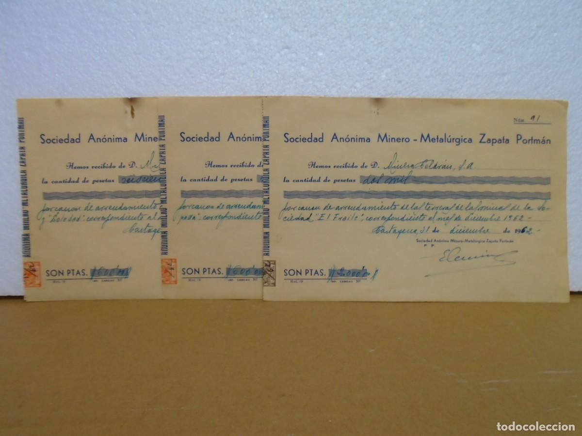 Coleccionismo acciones espa&ntilde;olas: SOCIEDAD AN&Oacute;NIMA MINERO-METAL&Uacute;RGICA ZAPATA PORTM&Aacute;N,CARTAGENA 1962.