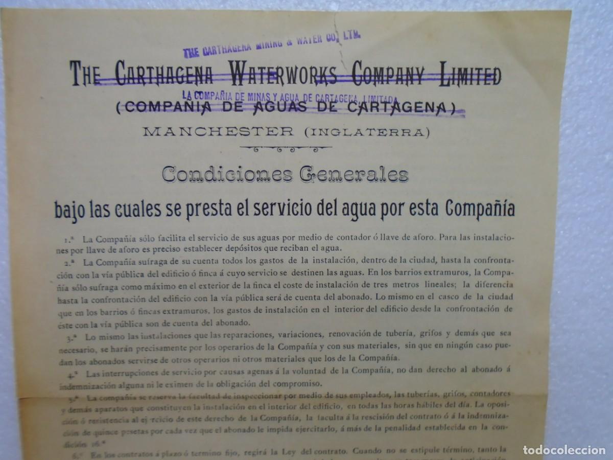 Coleccionismo acciones espa&ntilde;olas: THE CARTHAGENA WATERWORKS COMPANY LIMITED(CIA.AGUAS DE CARTAGENA)MANCHESTER 1900.