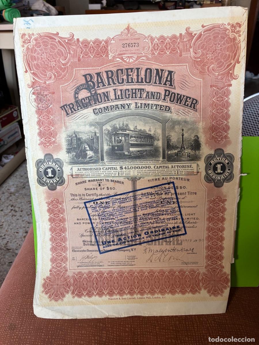 Coleccionismo acciones espa&ntilde;olas: BARCELONA TRACTION , LIGHT AND POWER CAPITAL 45 MILLONES