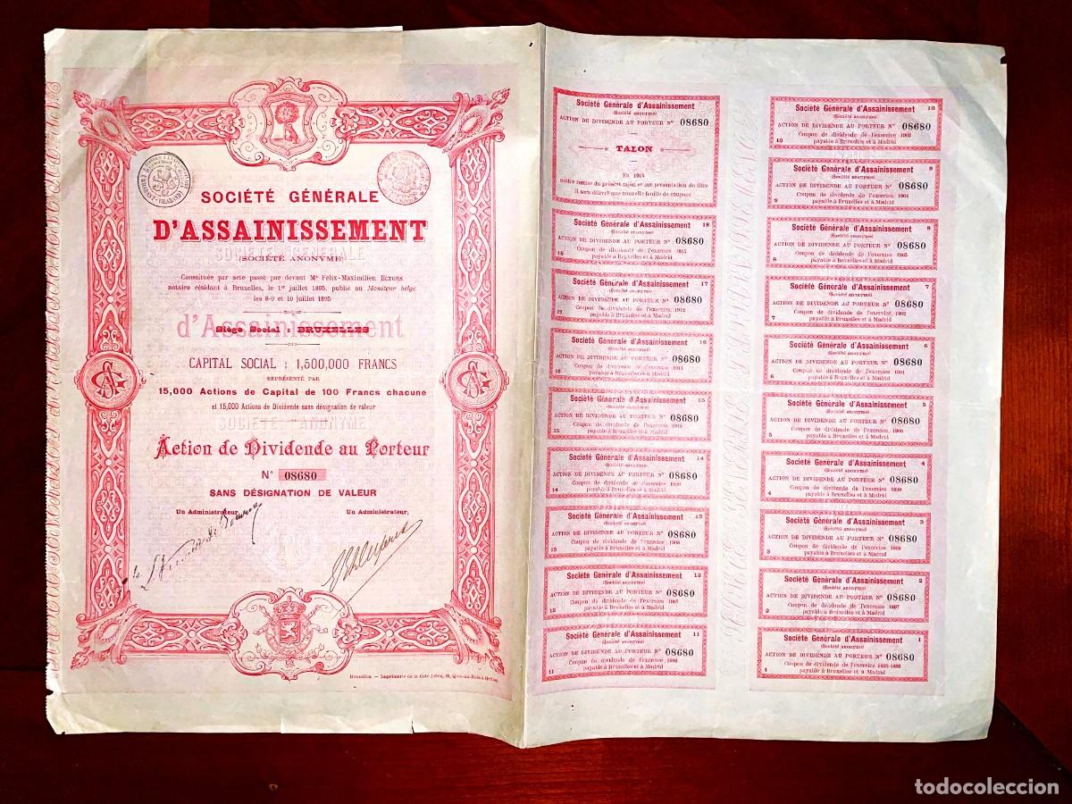 Coleccionismo acciones espa&ntilde;olas: Soci&eacute;t&eacute; G&eacute;n&eacute;rale d &acute;Assainissement, Madrid 1985