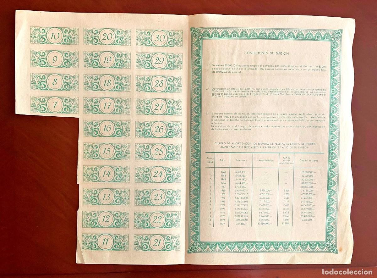 Coleccionismo acciones espa&ntilde;olas: Oxinorte ,SA Bilbao 1963 obligaci&oacute;n