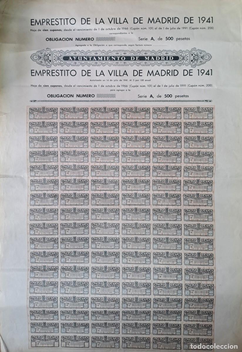 Collezionismo Azioni Spagnole: ACCION VILLA DE MADRID DE 1941 SERIE B AMPLIACION DE 2.500 PTAS. G-ACCION-0468