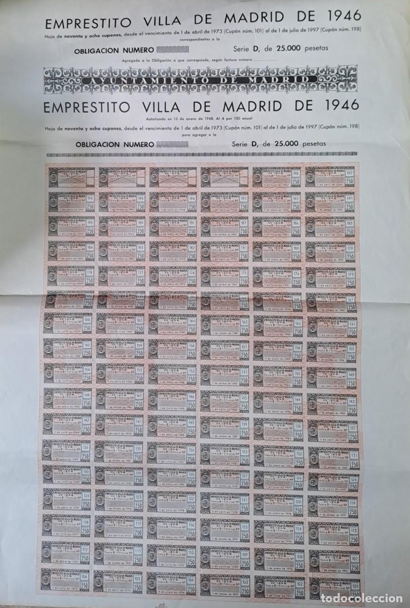 Coleccionismo acciones espa&ntilde;olas: ACCION VILLA DE MADRID DE 1946 SERIE A DE 1.000 PTAS. G-ACCION-0471