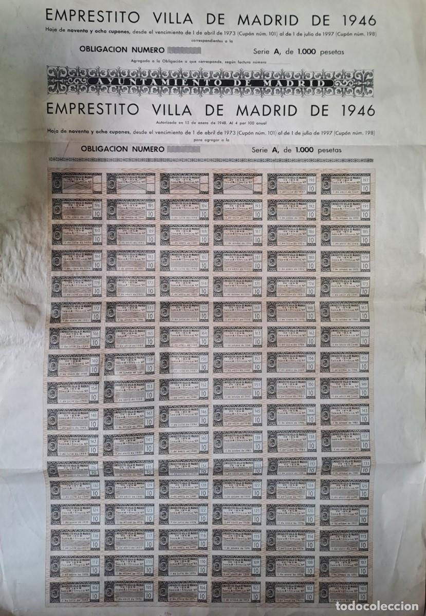 Coleccionismo acciones espa&ntilde;olas: ACCION VILLA DE MADRID DE 1946 SERIE B DE 5.000 PTAS. G-ACCION-0472