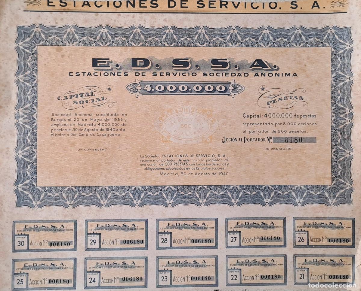 Coleccionismo acciones espa&ntilde;olas: ACCION E.D.S.S.A. CAPITAL SOCIAL 4.000.000 PTAS ACCION N&ordm; 6180 DE 500 PTAS G-ACCION-0474